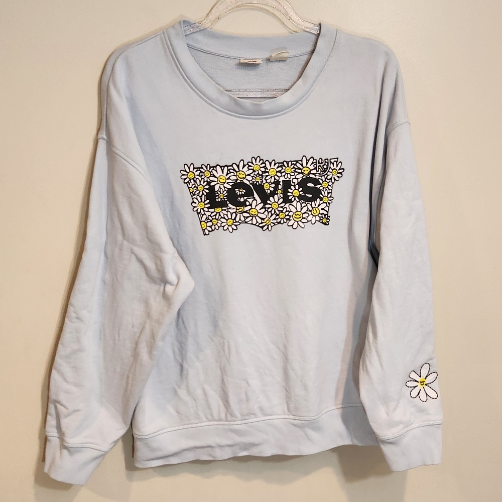 Vintage Levi's Light Blue Sweatshirt with Daisy Graphic